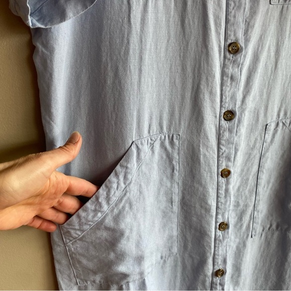 Sauths Audrey Light Blue Linen Button Down Shirt Dress Size XL - Picture 2 of 13